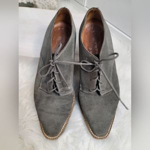 EMPORIO ARMANI VINTAGE GREY LEATHER SUEDE OXFORD LACE-UP POINTED TOE WOMEN'S 6